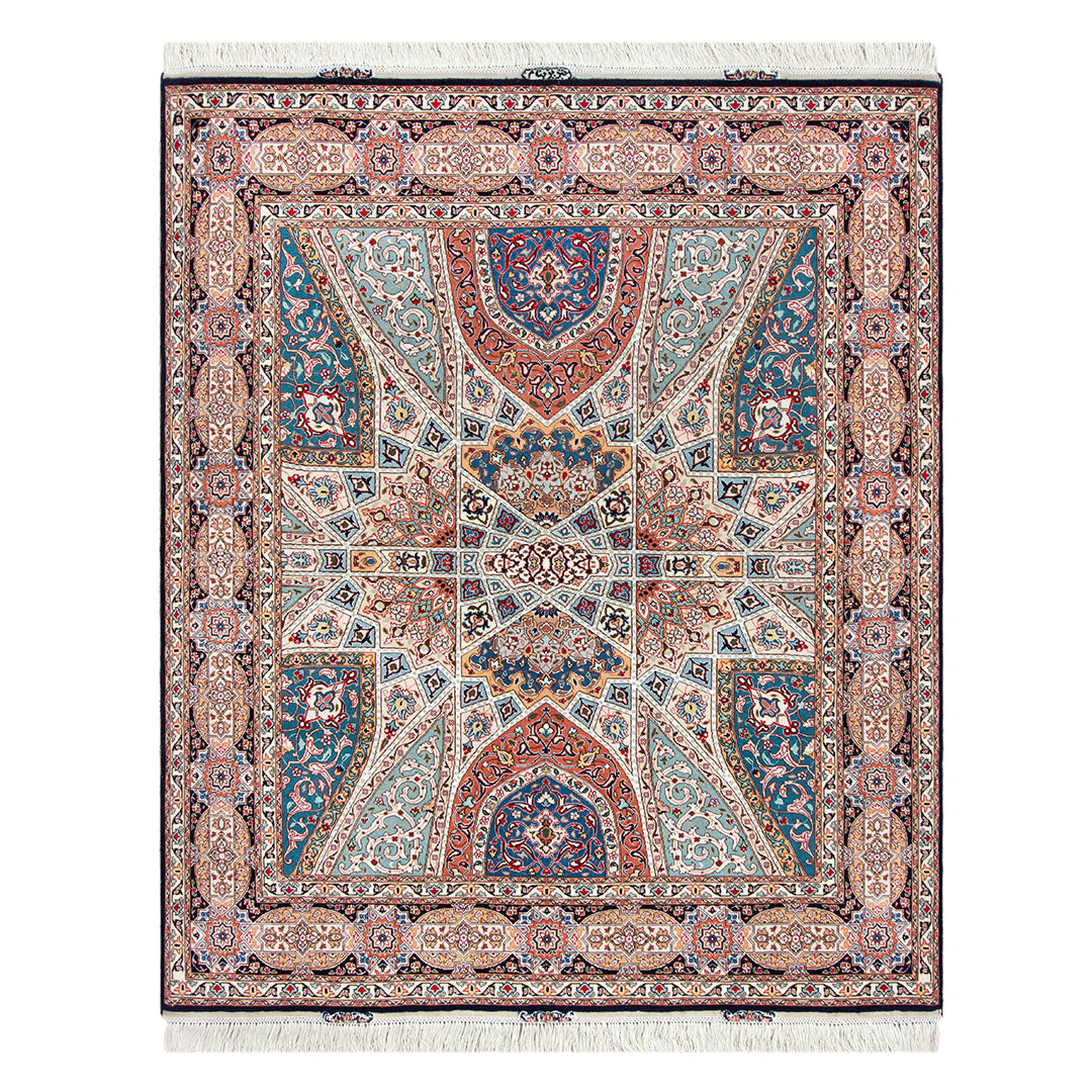 ペルシャ絨毯 手織り ギャッベ 58×41cm 茜色 風景 女の子 テント 山羊
