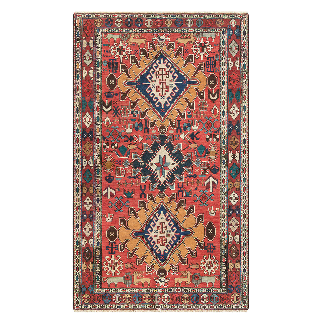 ペルシャ手織りキリム　ウール　ラグ　アゼルバイジャン　120×203cm