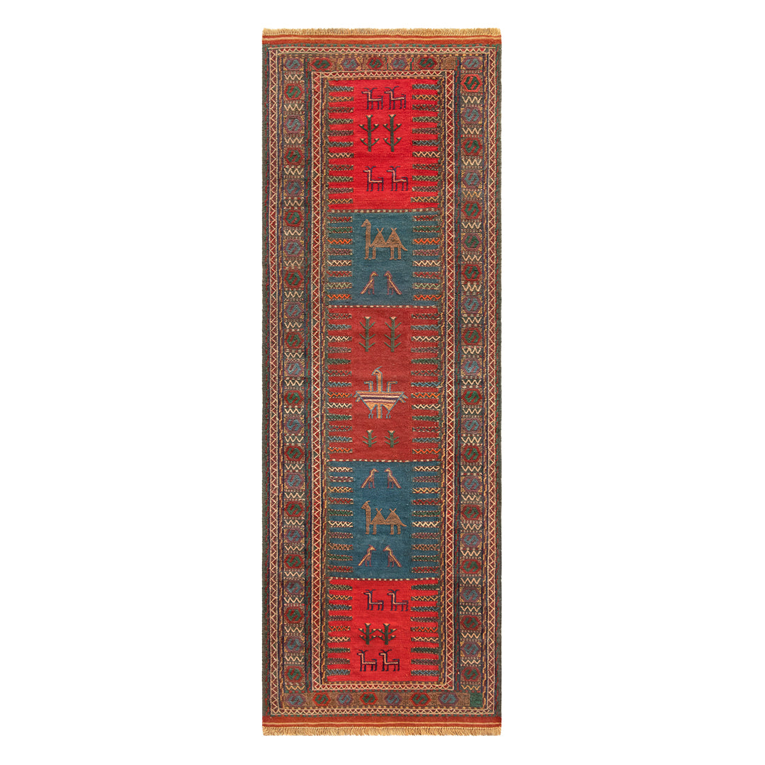 ペルシャ手織りキリム　ウール　ラグ　ホラサン　64×185cm