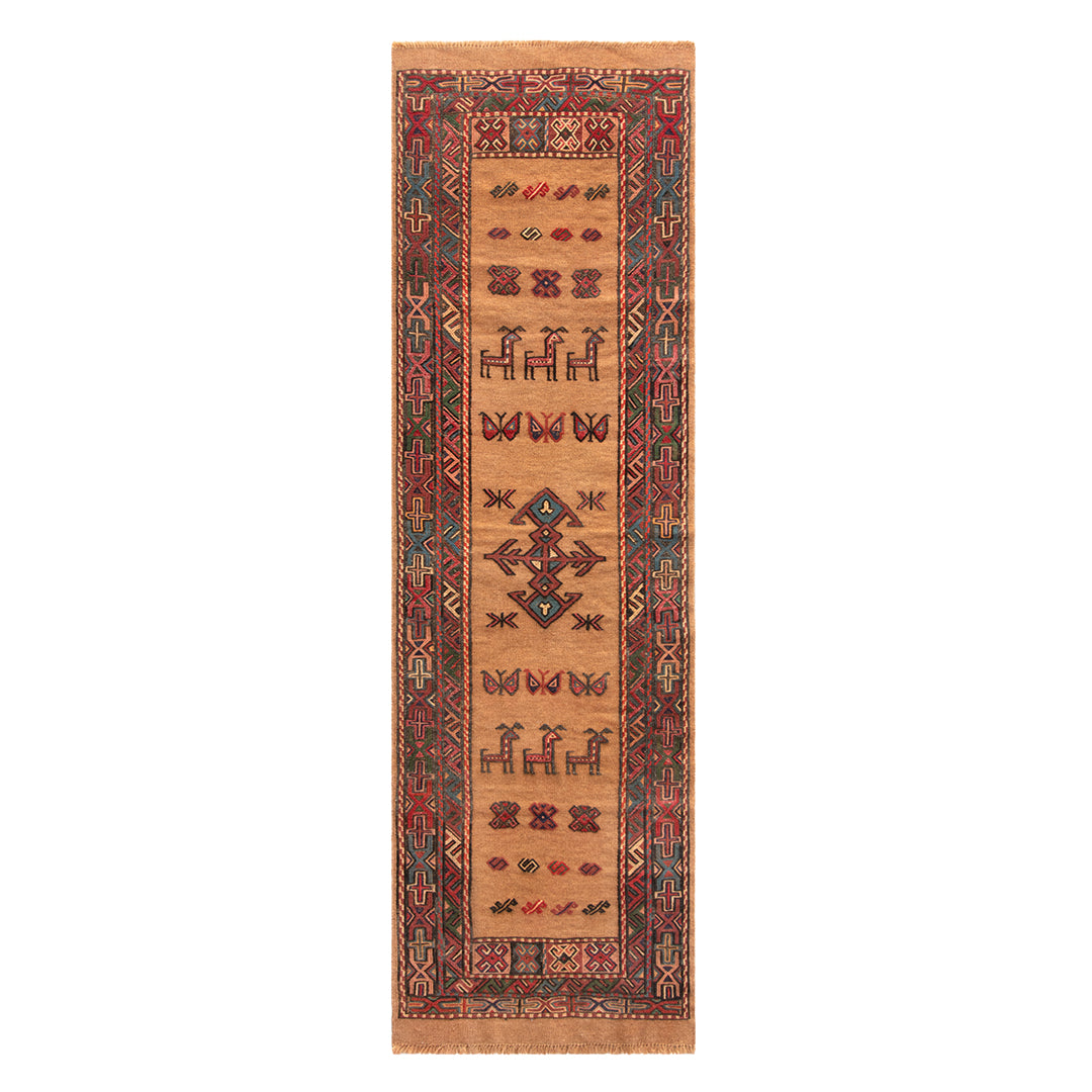 ペルシャ手織りキリム　ウール　ラグ　ホラサン　63×202cm