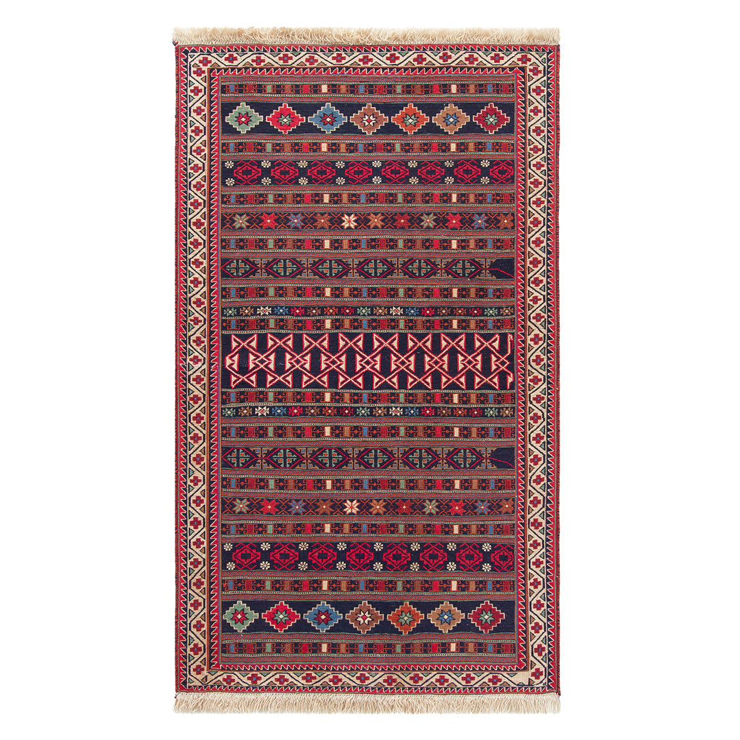 ペルシャ手織りキリム　ウール　ラグ　シルジャン　66×113cm