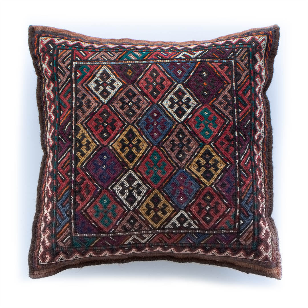 ペルシャ手織りキリム　ウール　クッション　ホラサン　43×43cm