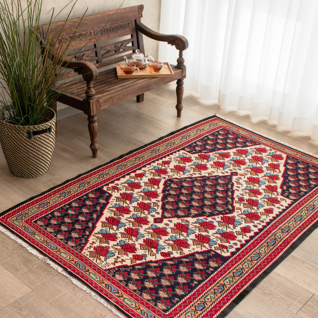 ペルシャキリム ペルシャ絨毯 143x140cm 手織りキリム-