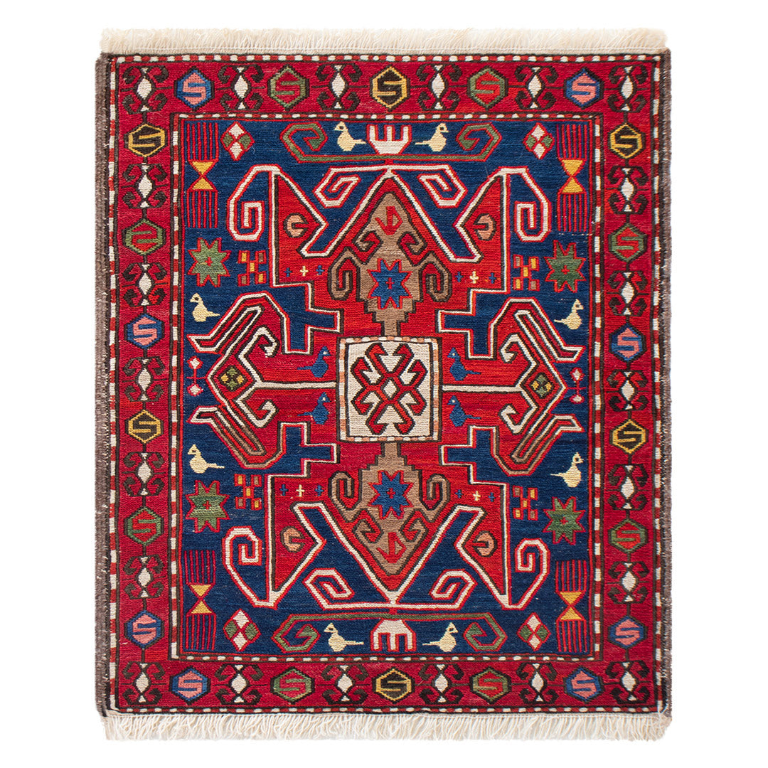 ペルシャ手織りキリム　ウール　玄関マット　アゼルバイジャン　40×48cm