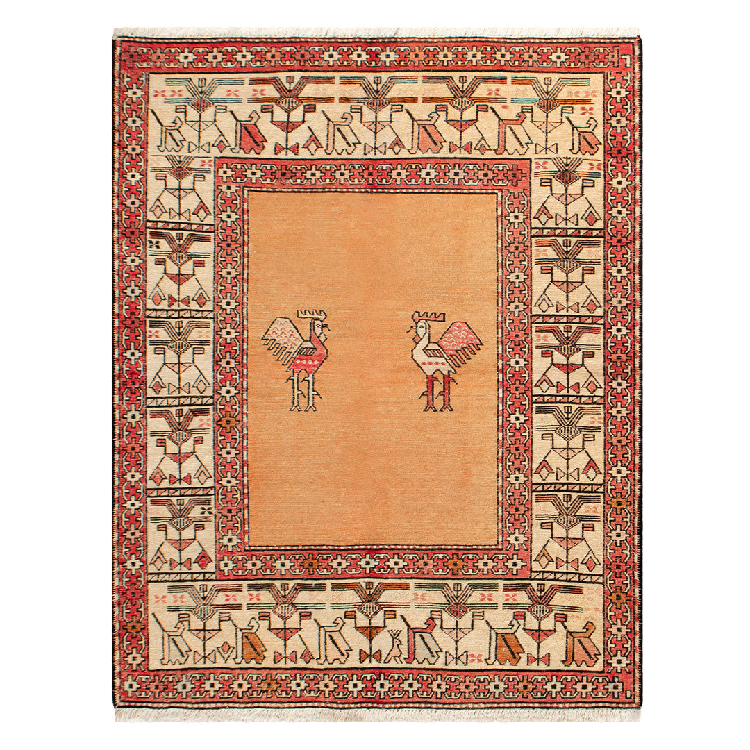 ペルシャ手織りキリム　シルク　玄関マット　アゼルバイジャン 　77×97cm