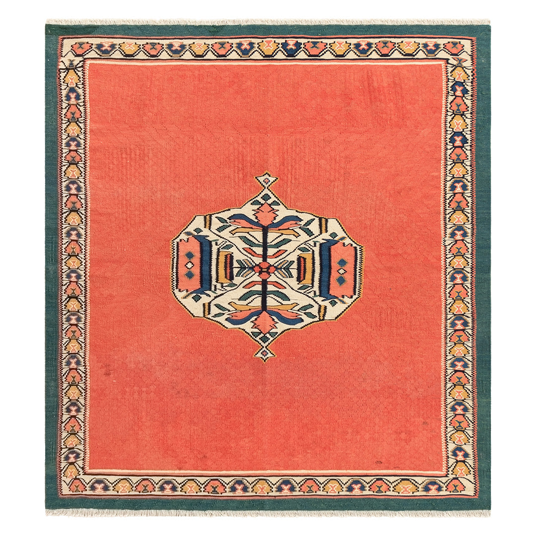 ペルシャ手織りキリム　ウール　ラグ　セネ　142×153cm