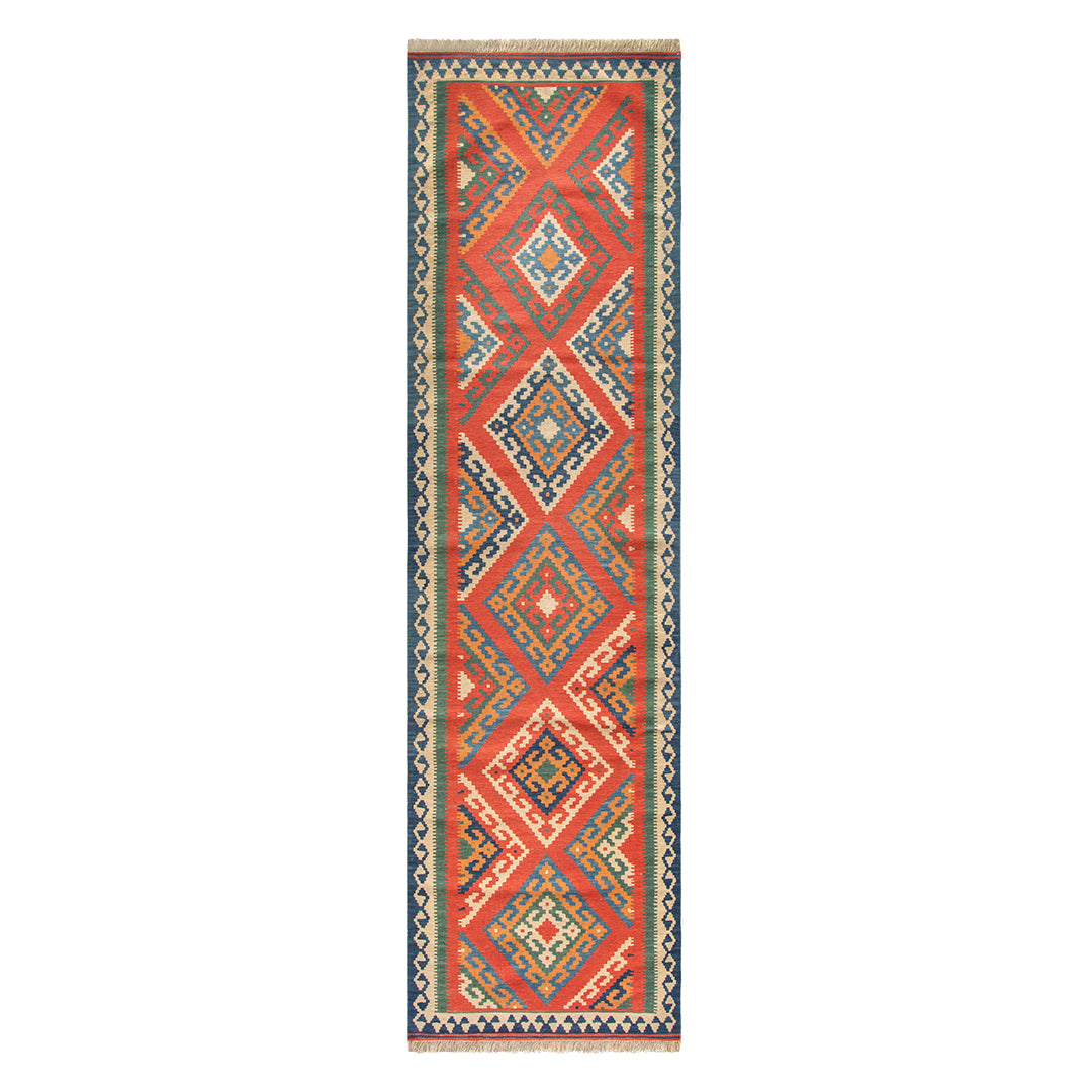 ペルシャ手織りキリム　ウール　ラグ　シーラーズ　81×298cm