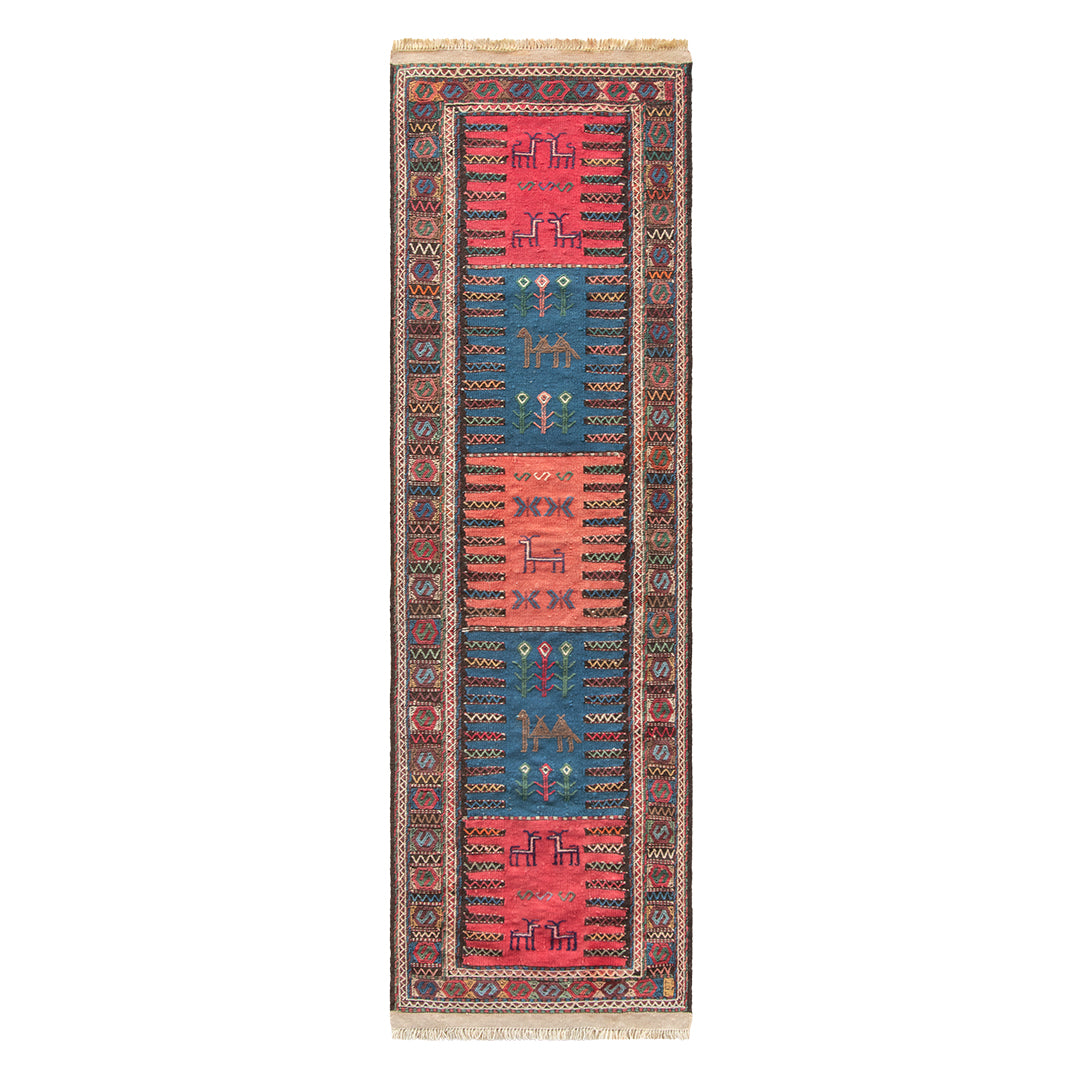 ペルシャ手織りキリム　ウール　ラグ　ホラサン　60×186cm