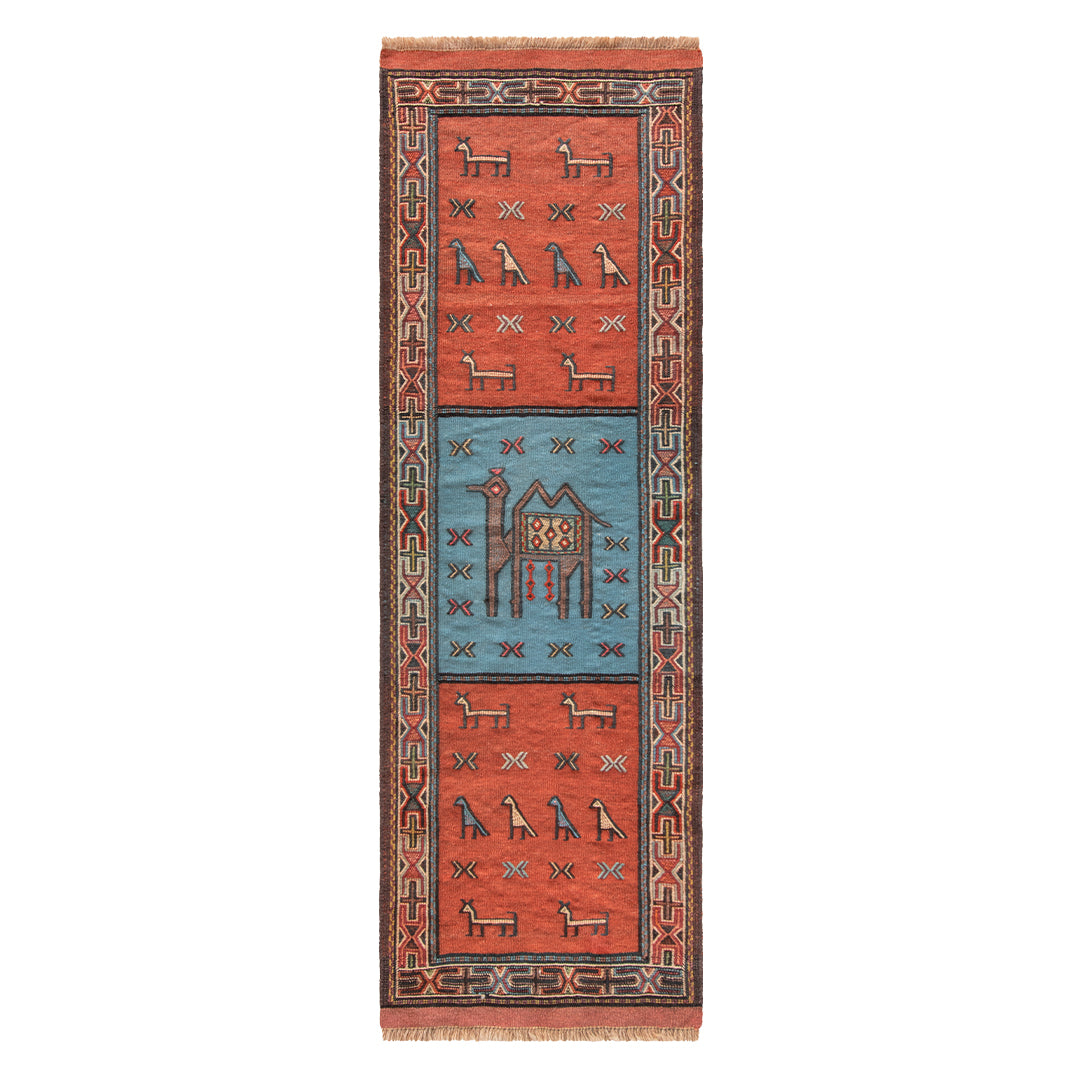 ペルシャ手織りキリム　ウール　ラグ　ホラサン　61×185cm
