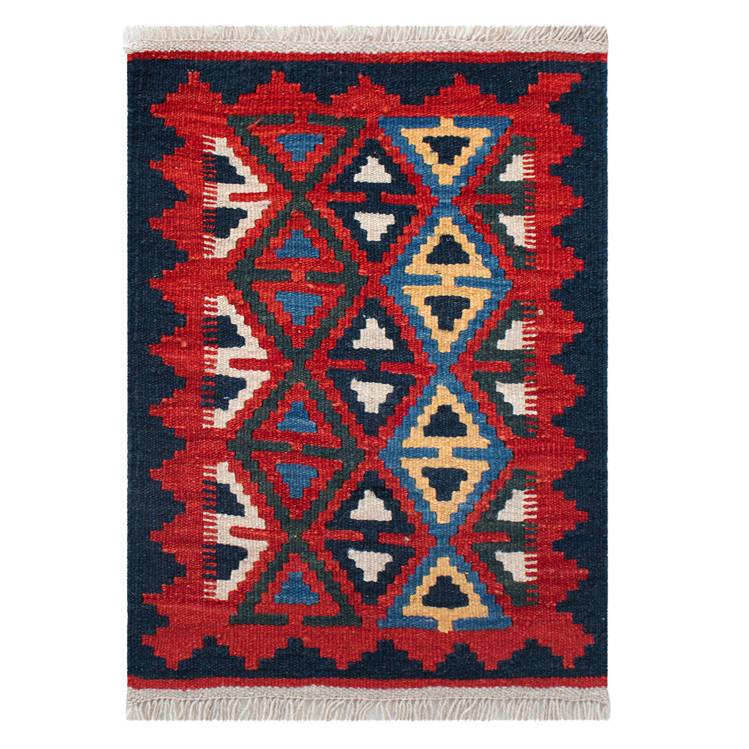 ペルシャ手織りキリム　ウール　玄関マット　シーラーズ　41×51cm