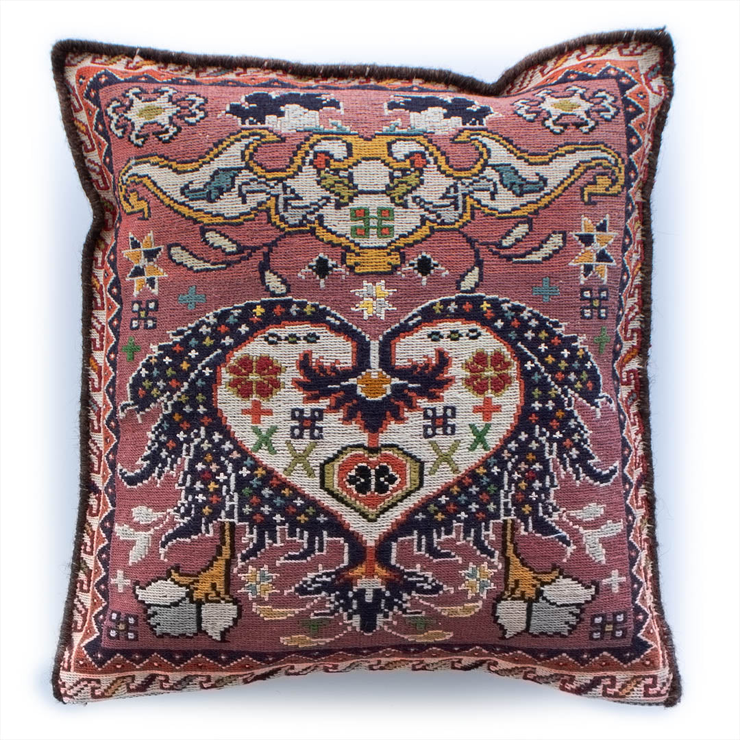 ペルシャ手織りキリム　ウール　クッション　アゼルバイジャン　43×40cm