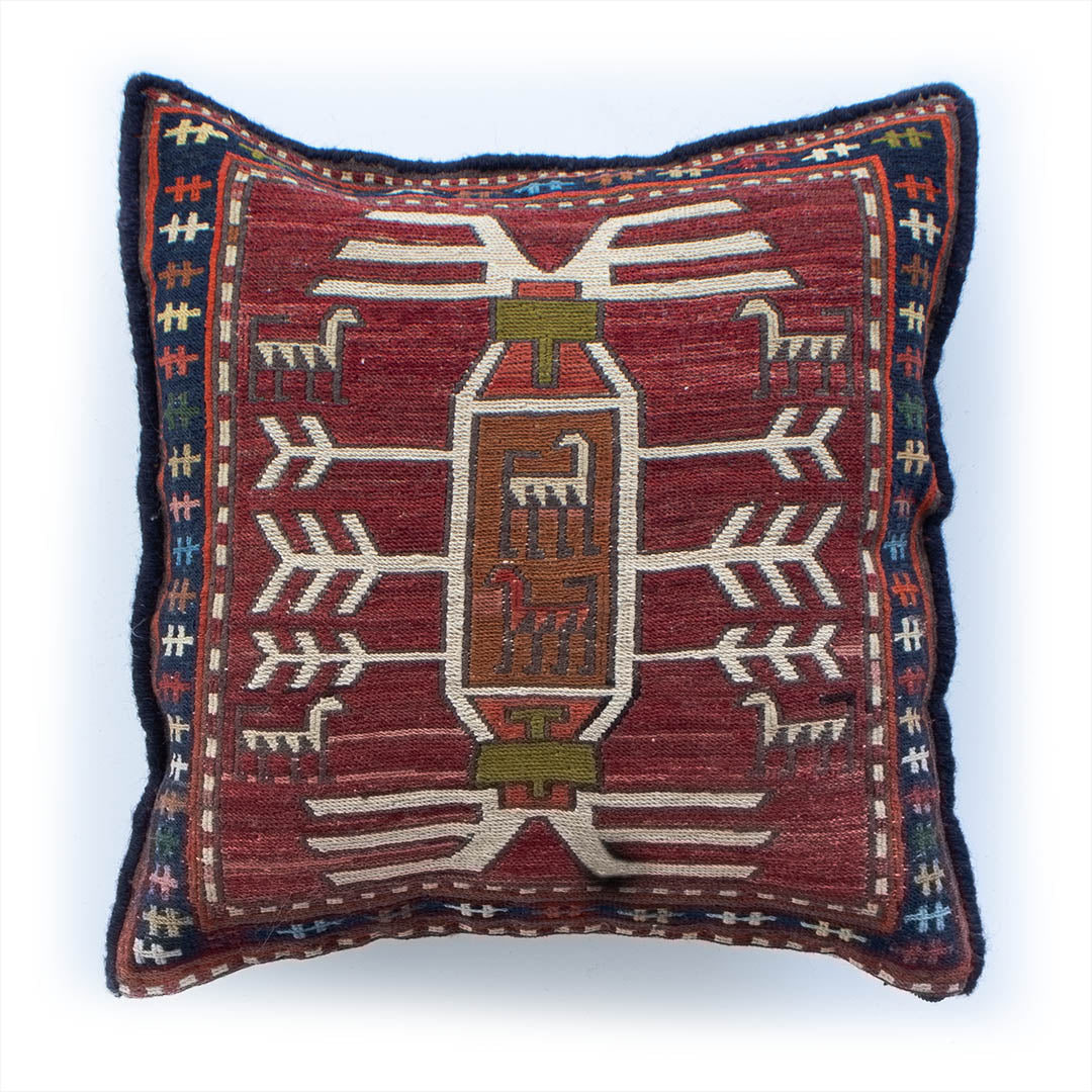 ペルシャ手織りキリム　ウール　クッション　アゼルバイジャン　34×34cm
