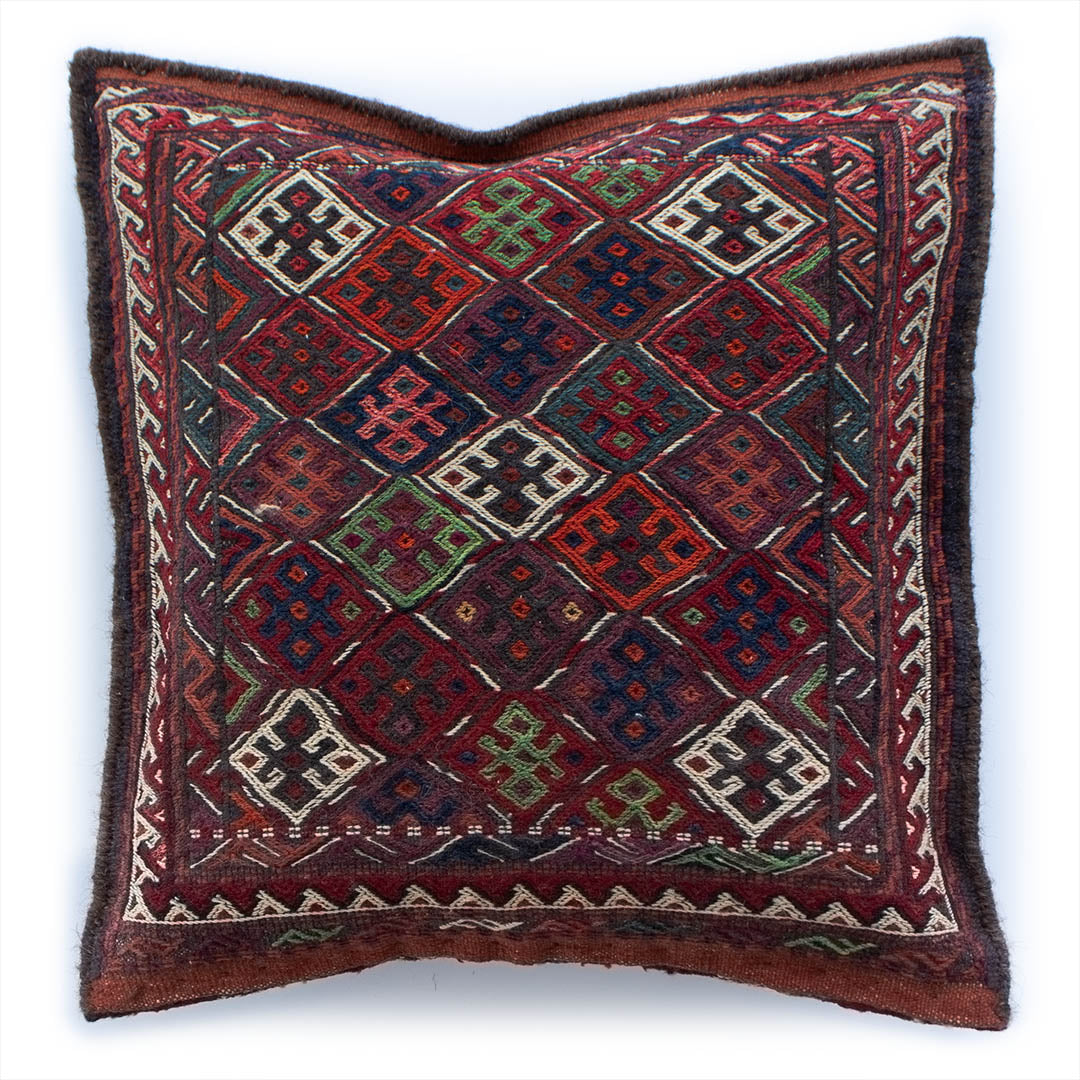 ペルシャ手織りキリム　ウール　クッション　ホラサン　48×46cm