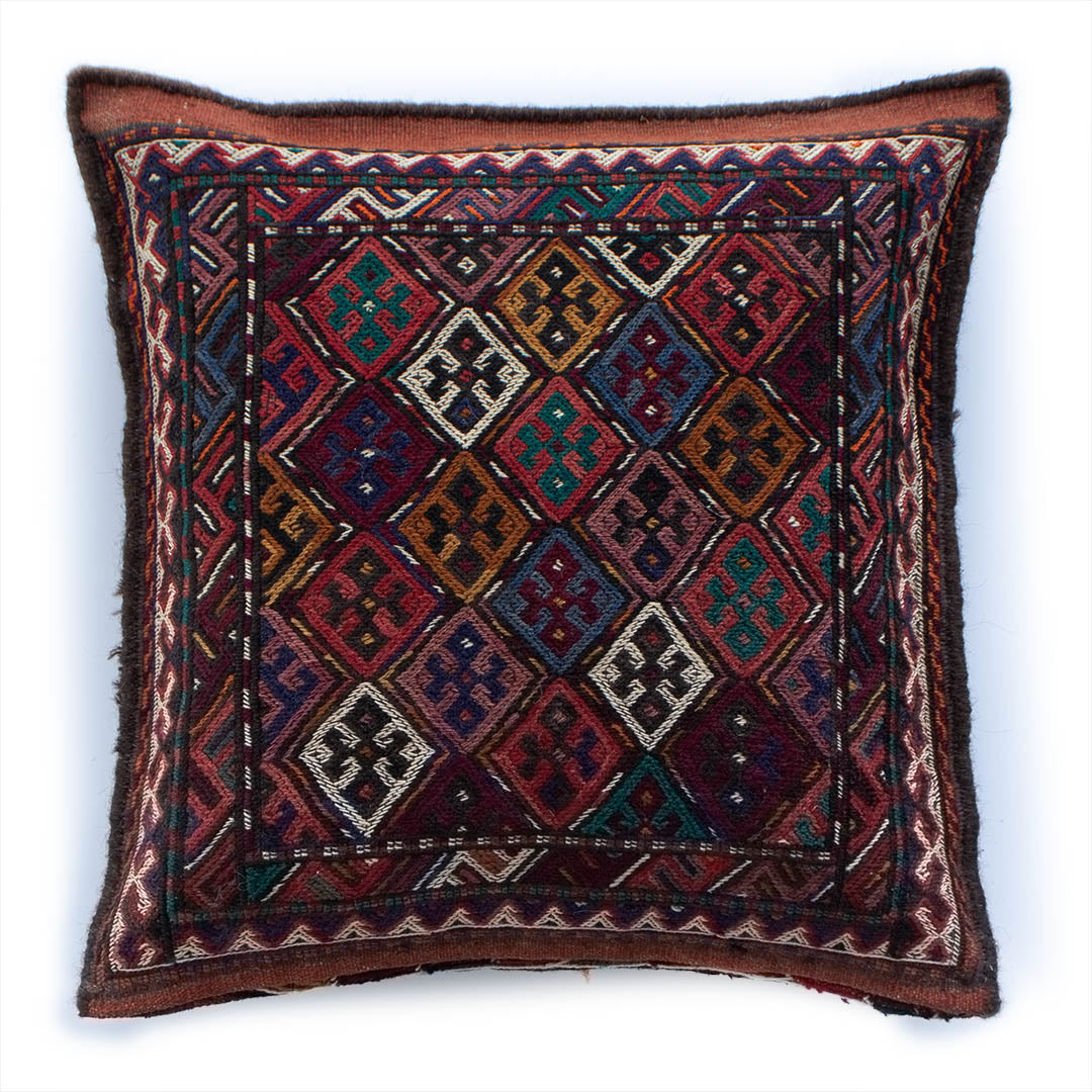 ペルシャ手織りキリム　ウール　クッション　ホラサン　45×45cm
