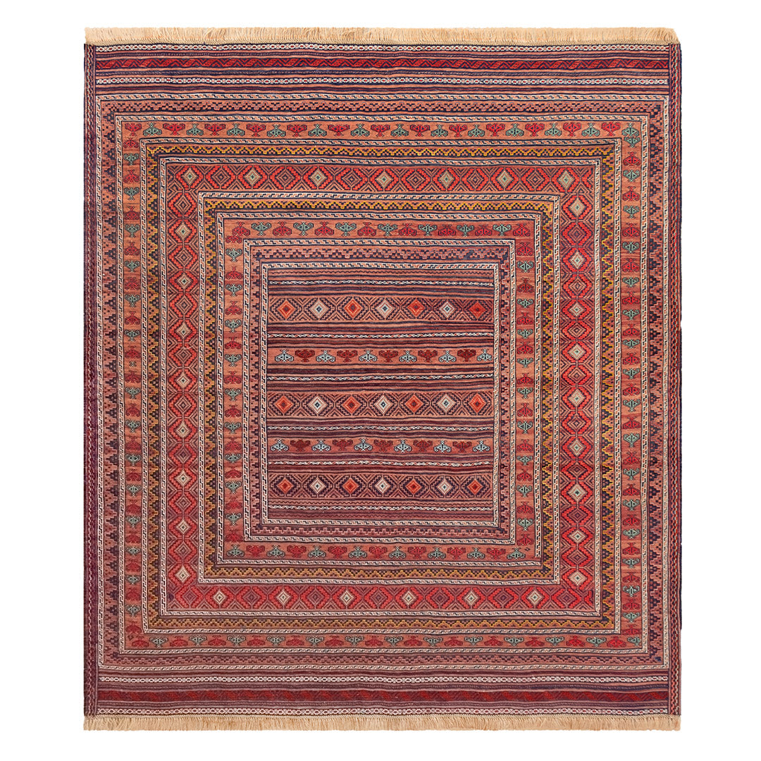 ペルシャ手織りキリム　ウール　ラグ　ホラサン　148×160cm