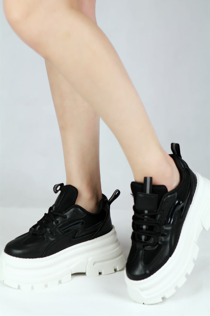 lace up chunky sole trainers