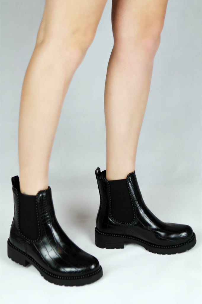 croc studded chelsea boots