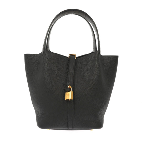 Hermès Picotin Handbag in Black Leather – Fancy Lux