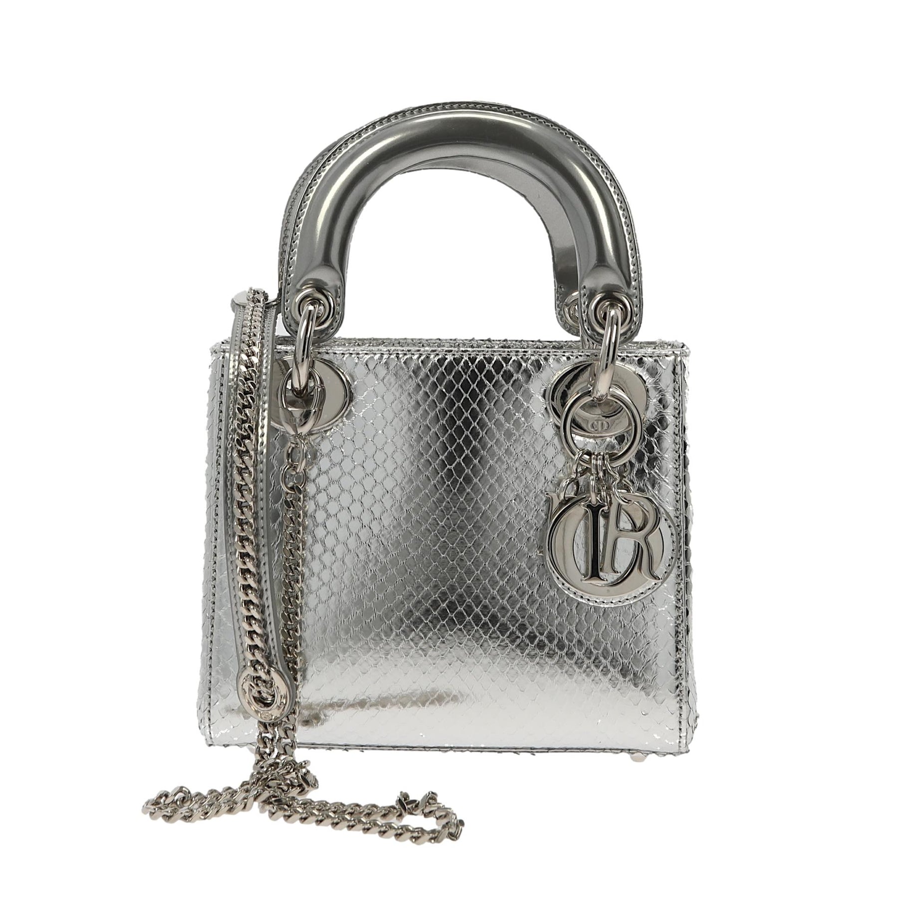 Christian Dior Metallic Silver Lady Dior Micro Cannage Bag  Tín đồ hàng  hiệu