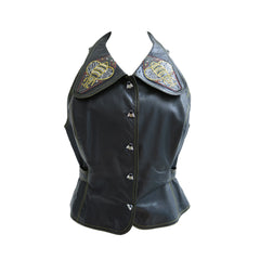 Black Leather 1970s Bill Gibb Waistcoat