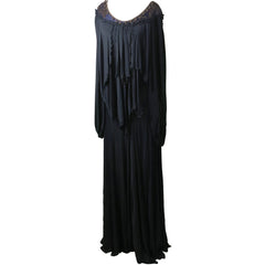 Marisa Martin black floor-sweeping vintage dress