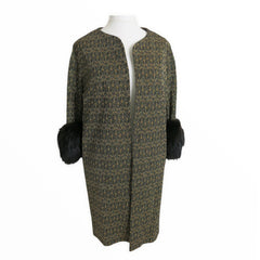 Couture Metallic Knit Evening Coat