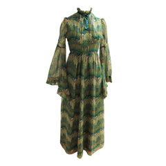 Clothes By Samuel Sherman Vintage 1970s Angel Sleeve Maxi Dress