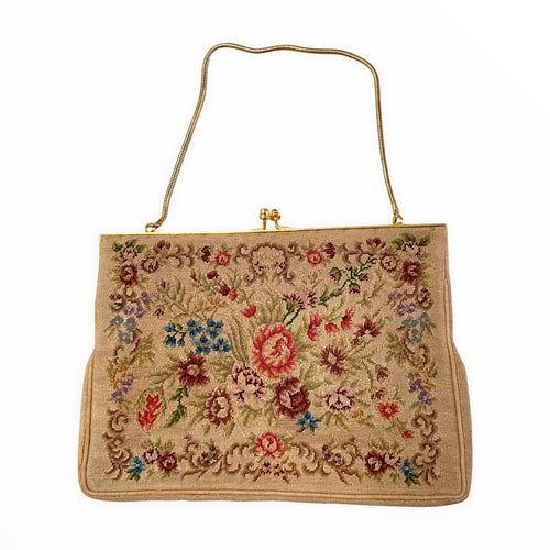 Dark Gold Beaded Art Deco Style Vintage 1930s Clutch or Handbag