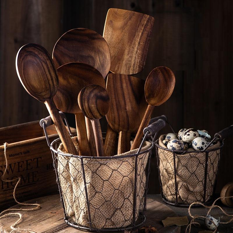 Teak Wood Cooking Utensils Set – Southern Market Shops