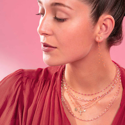 Lucky Clover Classic Gigi Rosée diamond necklace, Rose Gold, 16.5
