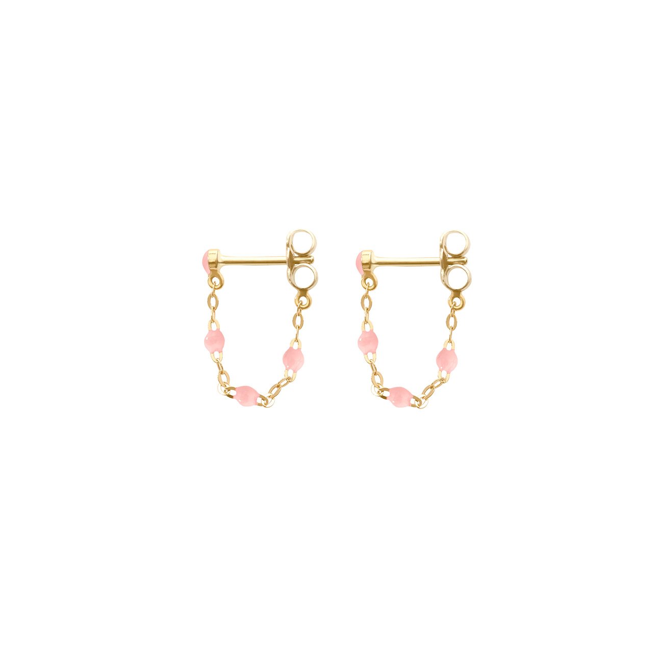Classic Gigi Baby Pink earrings, Yellow Gold