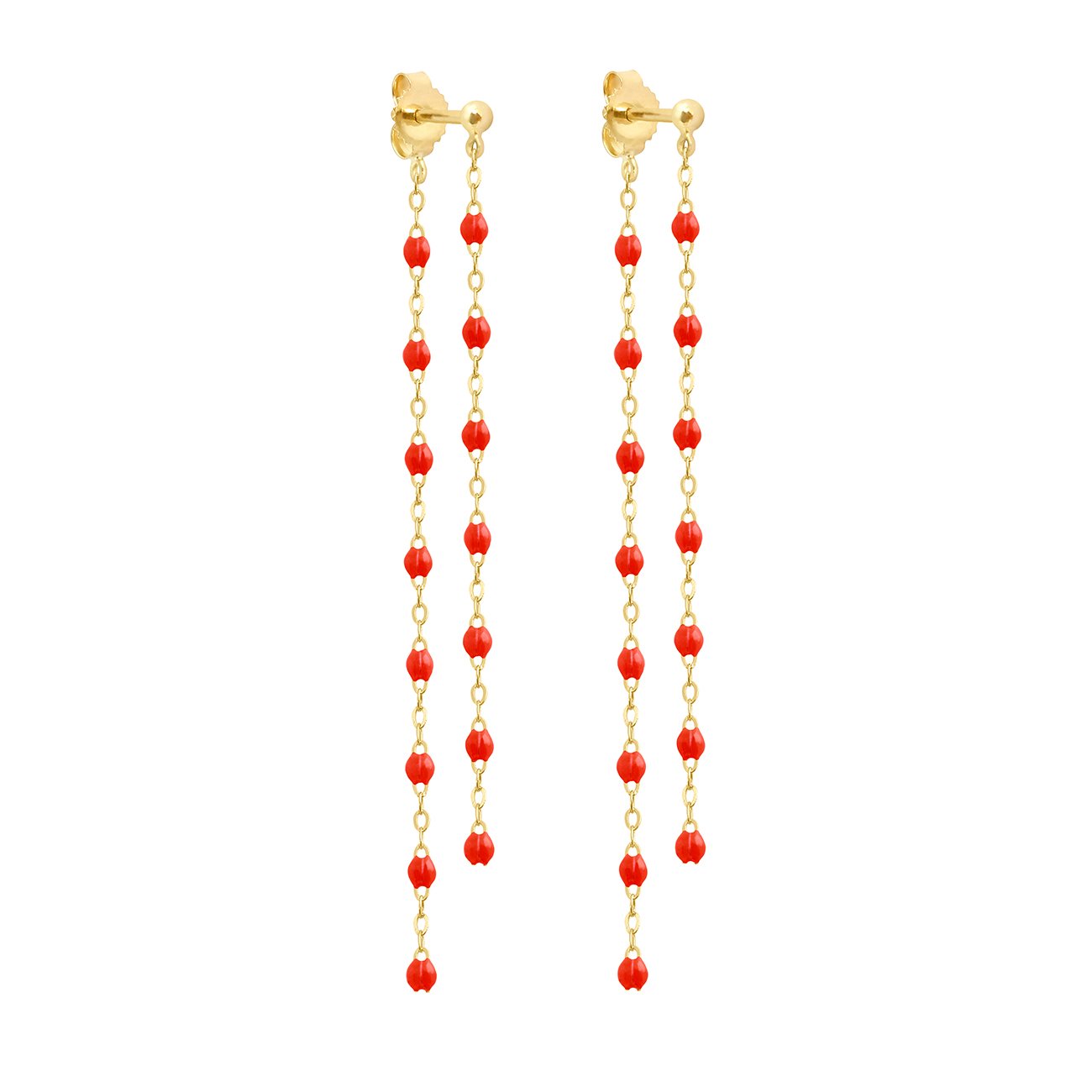Classic Gigi dangling Coral earrings, Yellow Gold