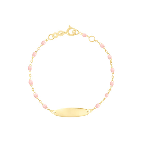 9ct Yellow Gold Child/Baby ID Bracelet With Daisy Flower, Length 5 3/4