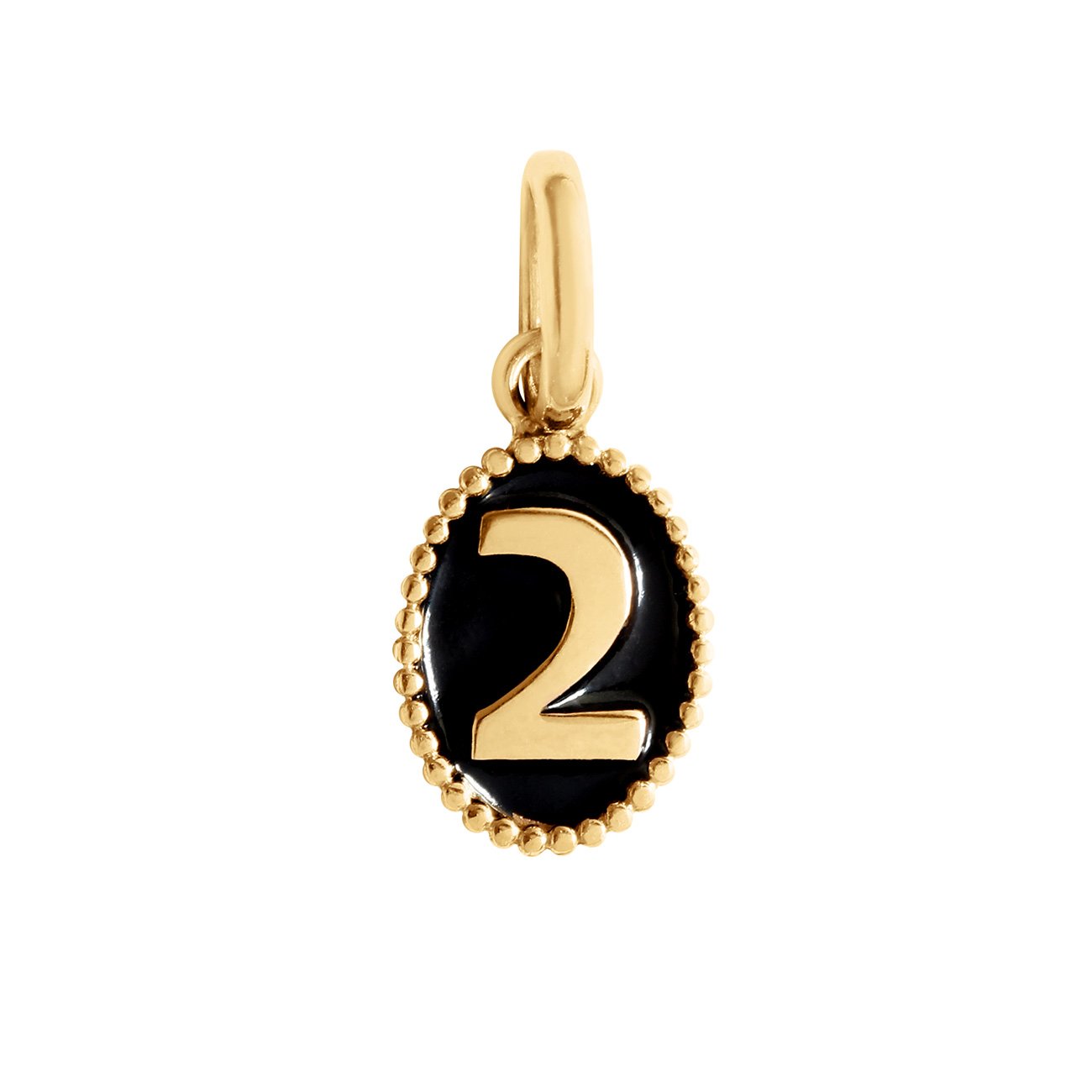 Number 2 Black pendant, Yellow Gold