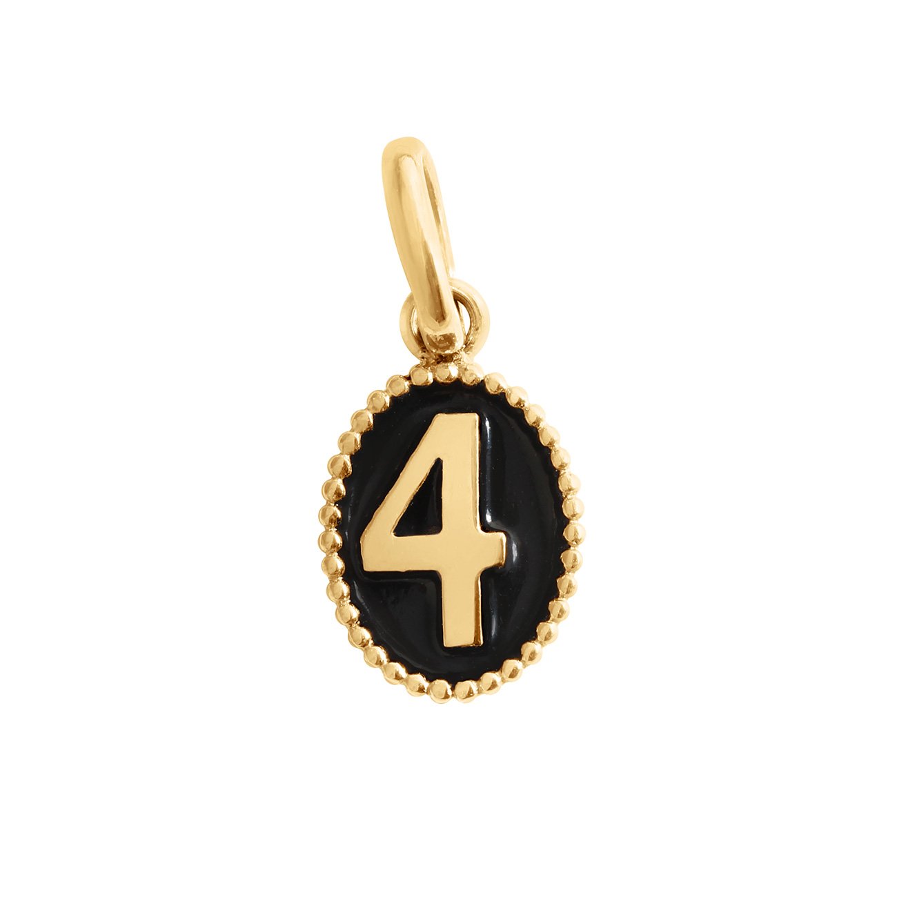 Number 4 Black pendant, Yellow Gold
