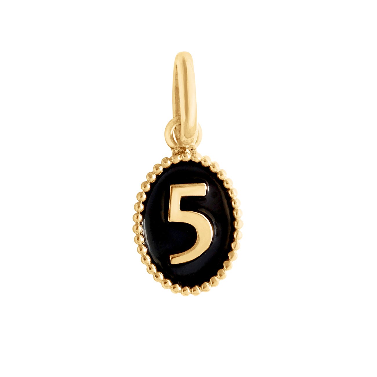 Number 5 Black pendant, Yellow Gold