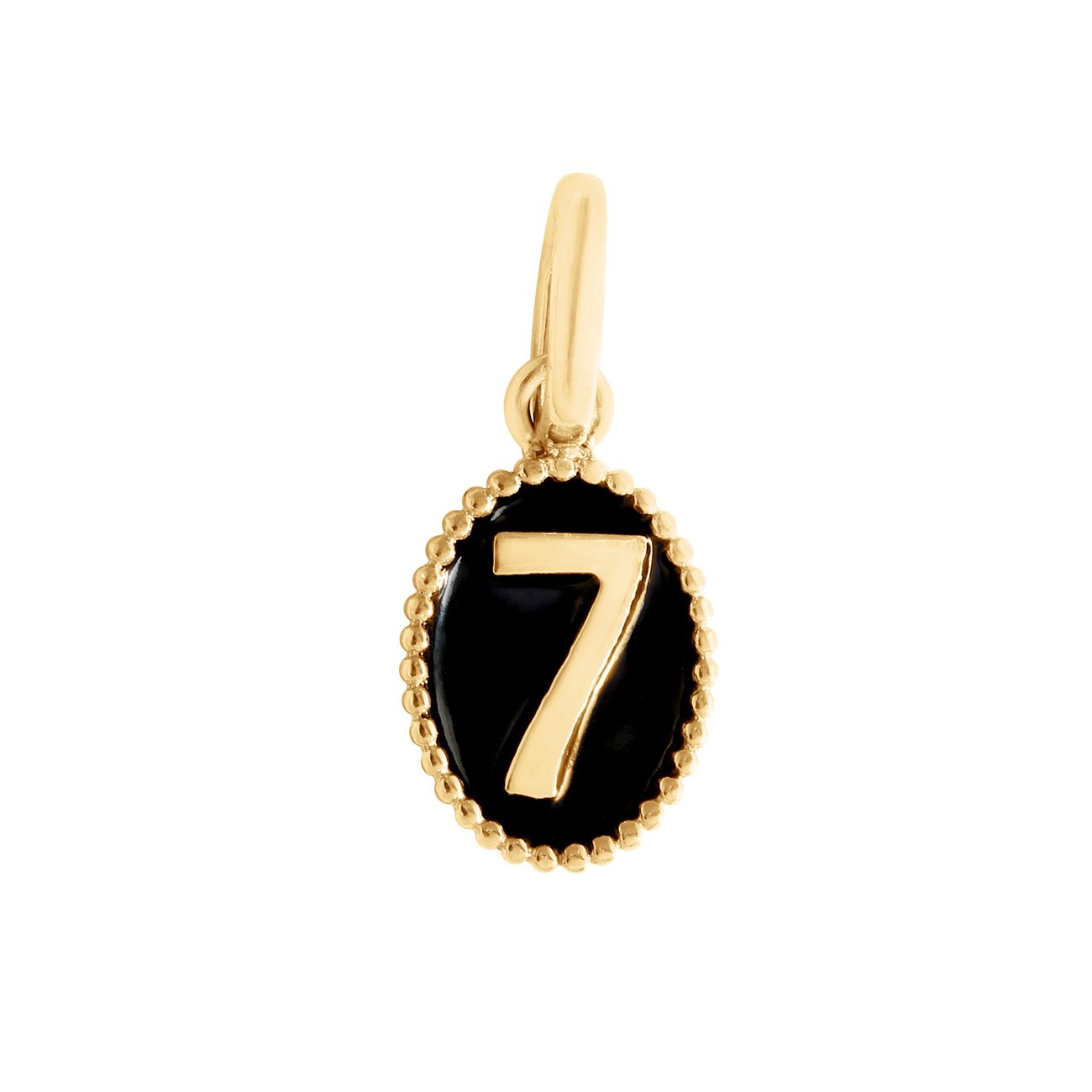 Number 7 Black pendant, Yellow Gold