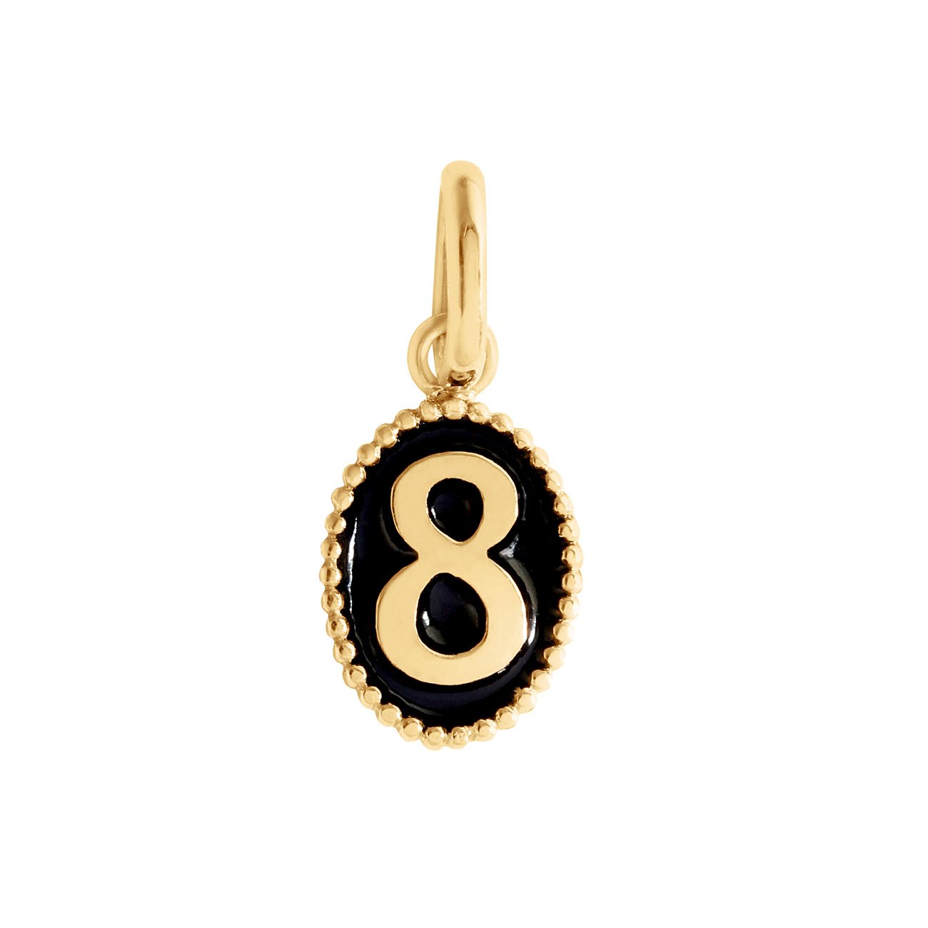Number 8 Black pendant, Yellow Gold