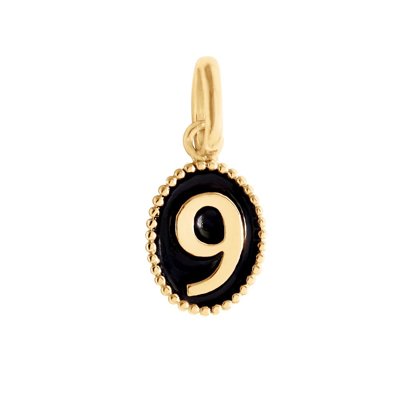 Number 9 Black pendant, Yellow Gold