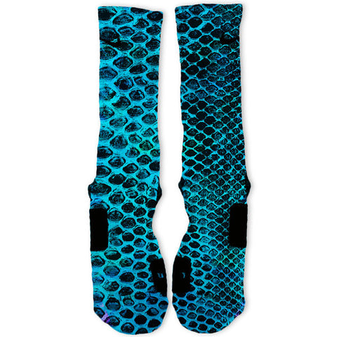 Blue Snake Skin Custom Nike Elite Socks 