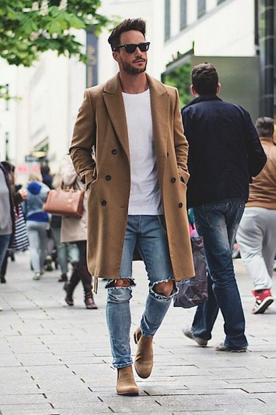 look manteau long homme