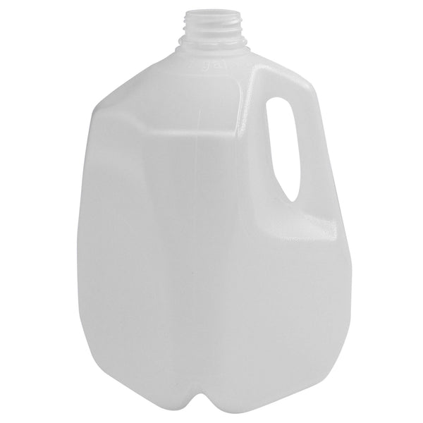1/2 Gallon (64 oz.) Natural HDPE Plastic Dairy Milk Jug, 38mm 38-400  Ratchet Neck