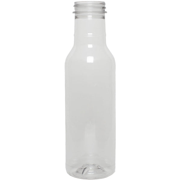 16 oz Clear Glass BBQ Decanter Bottles w/ 38mm Black Lug Cap (12/Case)