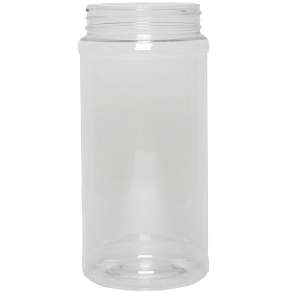 kelkaa 64oz Clear PET Plastic Square Jars with Grip Handle and White R