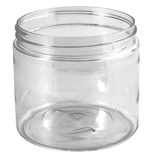 16 oz Big Mouth Clear Plastic PET Jar with Black Smooth Lids - Set of 6