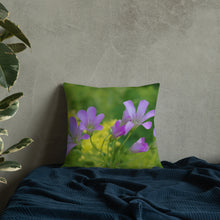 Load image into Gallery viewer, Pink Oxalis-Sedum Premium Pillow with Yellow Back
