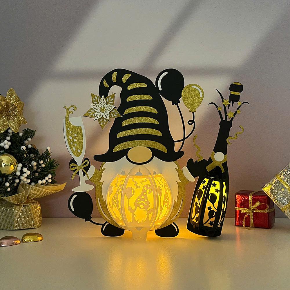 Gnome New Year - 3D New Year Lantern File - Cricut File 2 - LightBoxGoodMan
