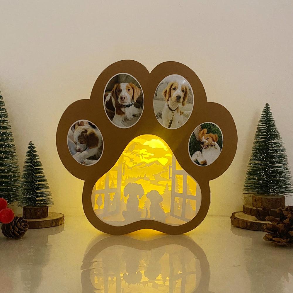Love Dog - Paw-shaped Papercut Lightbox File - 7.6x8" - Cricut File - LightBoxGoodMan