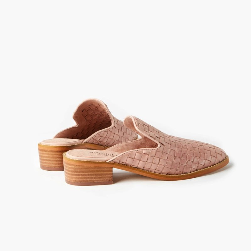 leather weave mules