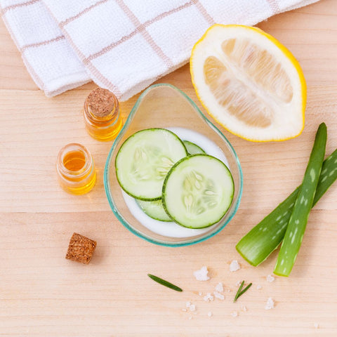 lemon, cucumber, and other natural ingredients